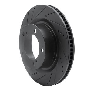 Lexus LX570 Brake Rotor (1) - Front Left - R1 Concepts - Drilled & Slotted - Black - `07-`22